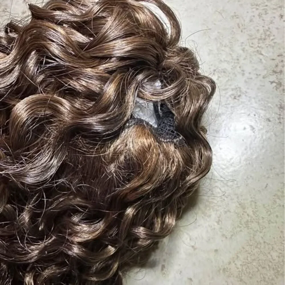 NEW Natural Brown/Blonde Ombre Curly Drawstring Ponytail